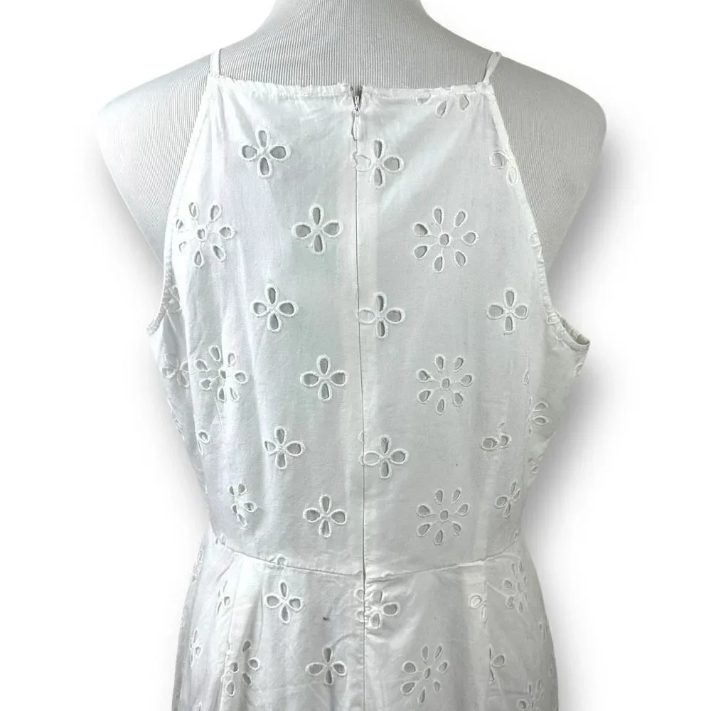 Loft Women's‎ Size 10 Square Neck Eyelet Lace White Mini Dress 100% Cotton New